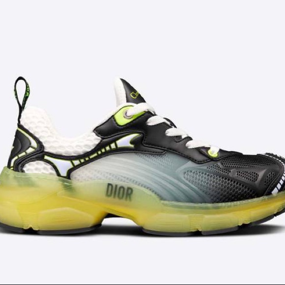 DIOR VIBE LEATHER-TRIM BLACK & YELLOW SNEAKER SIZE 40 - Picture 10 of 12